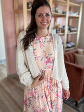 Load image into Gallery viewer, peach mesh floral fit + flare dress