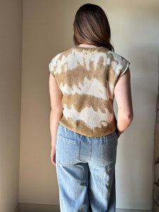 sand tie dye knit top