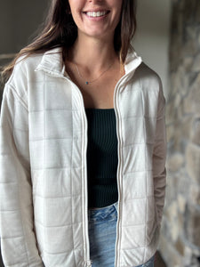 soft cream quilted jacket
