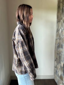 vintage black plaid cotton button down
