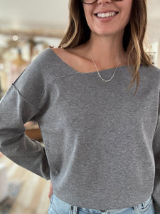 grey asymmetrical soft sweater