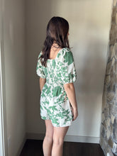 Load image into Gallery viewer, green floral flowy romper