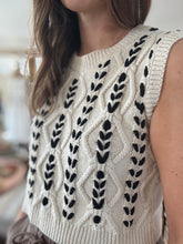 Load image into Gallery viewer, oatmeal+black chunky stitch vest