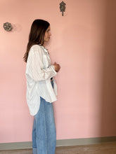 Load image into Gallery viewer, ivory stripe twist back cotton button down