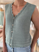 Load image into Gallery viewer, sage button knit vest
