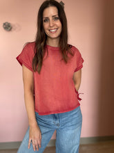 Load image into Gallery viewer, vintage red side tie mineral washed tee