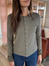 Load image into Gallery viewer, dusty olive button down cardigan
