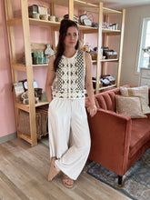 Load image into Gallery viewer, olive + natural crochet vest