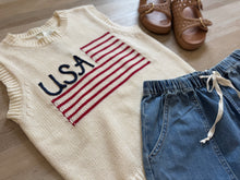 Load image into Gallery viewer, USA flag embroidered sweater tank