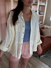 Load image into Gallery viewer, cream mixed polka dot gauze button down