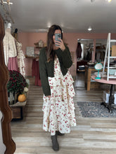 Load image into Gallery viewer, moody olive fuzzy cardigan