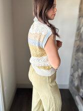 Load image into Gallery viewer, avocado stripe crochet top