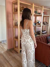 Load image into Gallery viewer, olive mosaic wide leg jumpsuit