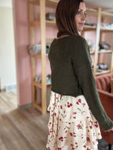 Load image into Gallery viewer, moody olive fuzzy cardigan