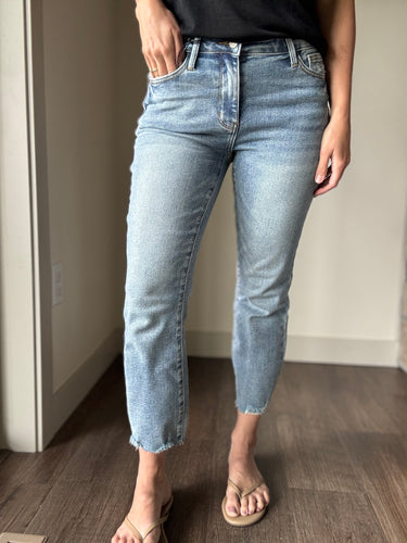 judy blue medium vintage wash frayed kick flare jeans