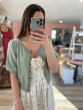 Load image into Gallery viewer, cream, sage + yellow midi dress