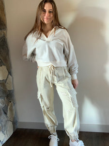 pol beige crochet mix joggers