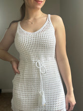 Load image into Gallery viewer, white crochet fringe dress+cover up