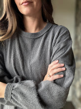 Load image into Gallery viewer, charcoal fuzzy long sleeve top