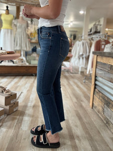 judy blue dark cropped kick flare jeans