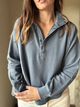 Load image into Gallery viewer, denim ribbed henley pullover