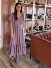Load image into Gallery viewer, plum noir satin midi dress