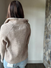 Load image into Gallery viewer, mocha mousse two-tone ribbed zip sweater