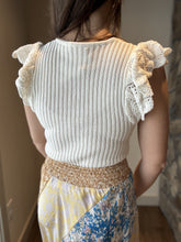 Load image into Gallery viewer, off white flutter crochet sleeve sweater