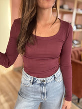 Load image into Gallery viewer, rose scoop ribbed long sleeve tee