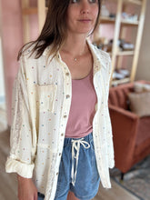 Load image into Gallery viewer, cream mixed polka dot gauze button down