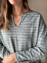 Load image into Gallery viewer, dusty teal stripe notched top