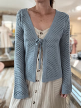 Load image into Gallery viewer, seafoam open knit tie front cardigan