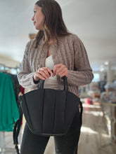 Load image into Gallery viewer, black pleated soft vegan leather hobo bag - 2 in 1!