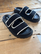 Load image into Gallery viewer, mia black crochet slide sandals
