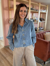 Load image into Gallery viewer, lightweight cropped denim shirt