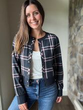 Load image into Gallery viewer, midnight + red plaid cardigan