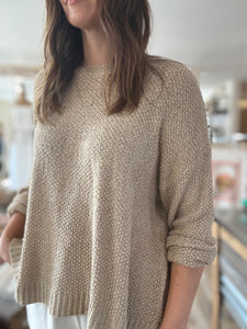 taupe lightweight oversized textured sweater