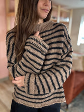 Load image into Gallery viewer, khaki + black stripe mock sweater