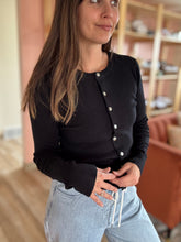 Load image into Gallery viewer, black soft button cardigan