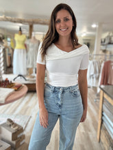 Load image into Gallery viewer, off white asymmetrical twist ribbed top