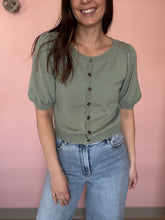 Load image into Gallery viewer, sage half sleeve button cardi
