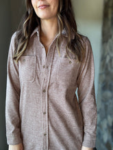 Load image into Gallery viewer, soft brown flannel button down dress and jacket