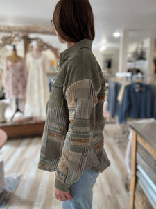 olive corduroy mix print jacket