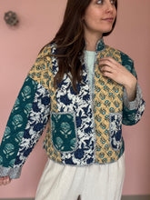 Load image into Gallery viewer, THML blue patchwork quilted jacket
