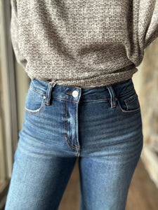 dark wash high rise straight jeans