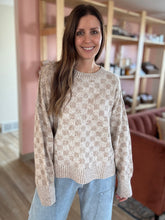 Load image into Gallery viewer, mocha checkered sweater