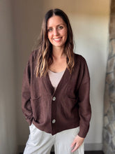 Load image into Gallery viewer, comfy brown button cardigan