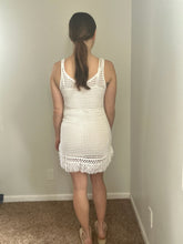 Load image into Gallery viewer, white crochet fringe dress+cover up