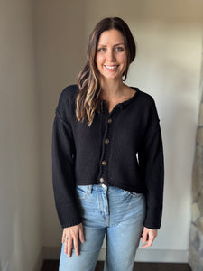 easy days off black button down cardigan