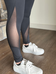 black leggings with mesh panels